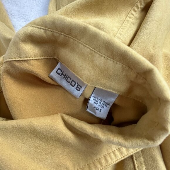 Chico's Womens Tan Button-Up Long Sleeve Shirt Jacket Size 3 Lightweight Pockets - Picture 3 of 8